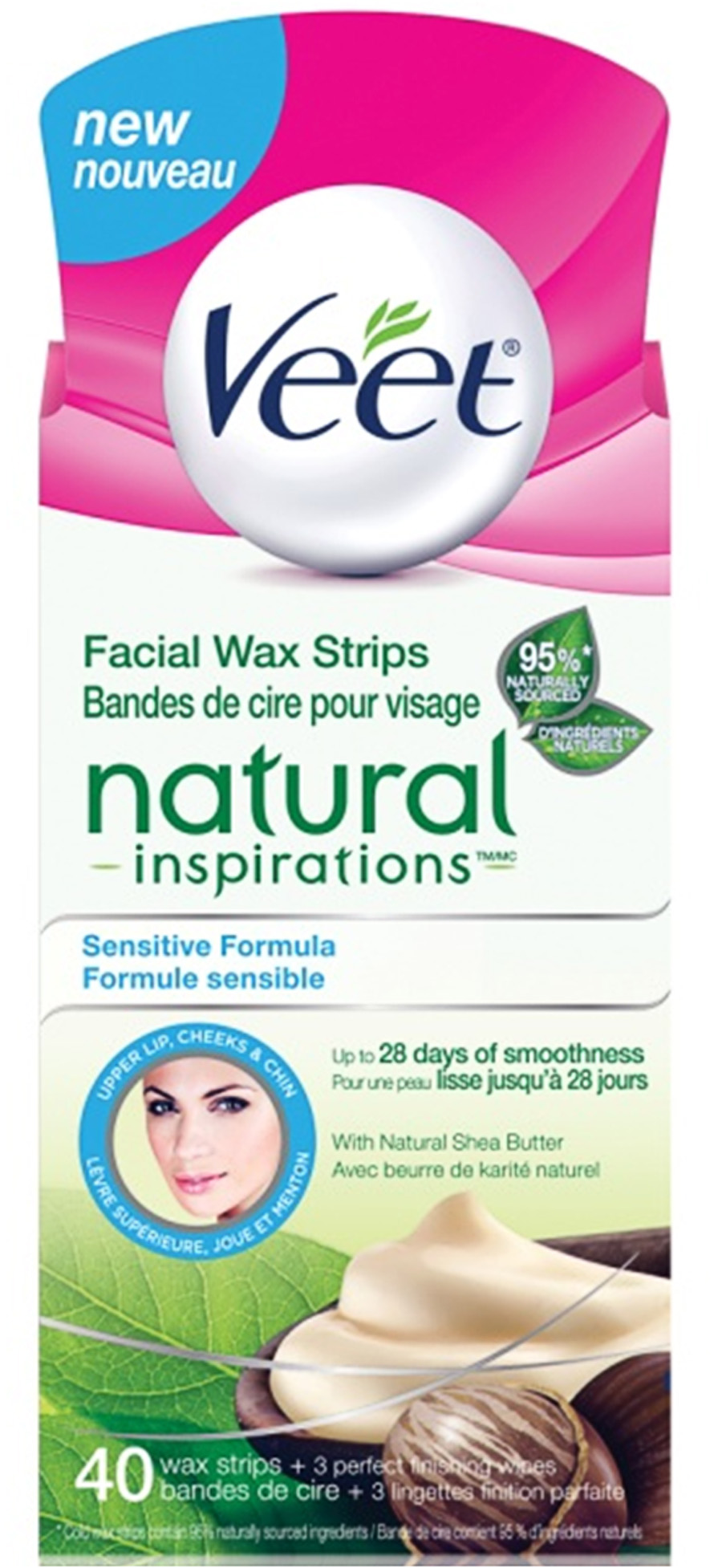VEET Natural Inspirations Facial Wax Strips  Sensitive Formula Wipes Canada